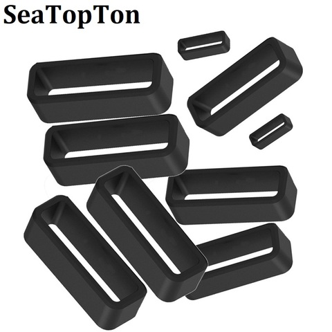 New 10Pcs Black Watchband  12 14 16 18 20 22 24 26 28 30mm Silicone Rubber Strap Loop Ring Watch Bands Accessories Holder Locker ► Photo 1/6