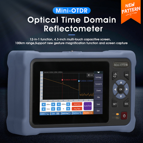 Free shipping MINI OTDR 1310/1550nm 26/24dB Fiber Optic Reflectometer Touch Screen VFL OLS OPM Event Map Ethernet Cable Tester ► Photo 1/6