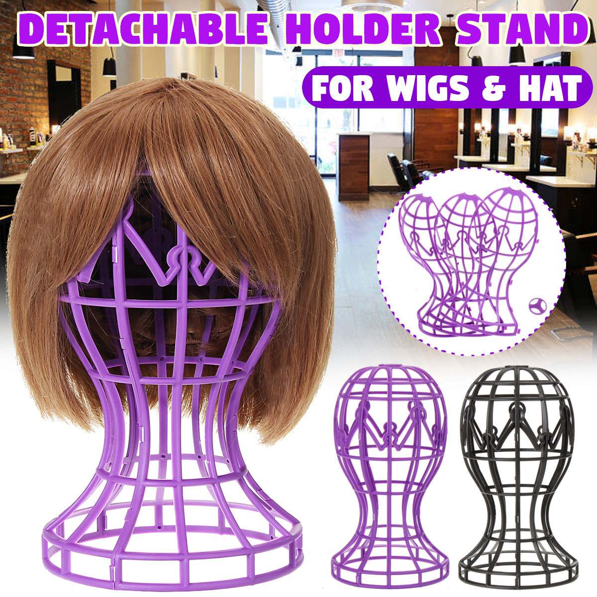 Wholesale Hat Wig Display Stand Folding Portable Wig Stand For Styling  Drying Making Wigs Cheap Wig Holder 1PC Black White Pink