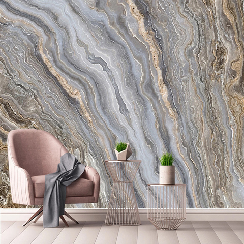 Custom 3D Wall Mural Abstract Landscape Stone Pattern Golden Marble Wallpaper Living Room TV Sofa Study Fresco Papel De Parede ► Photo 1/6