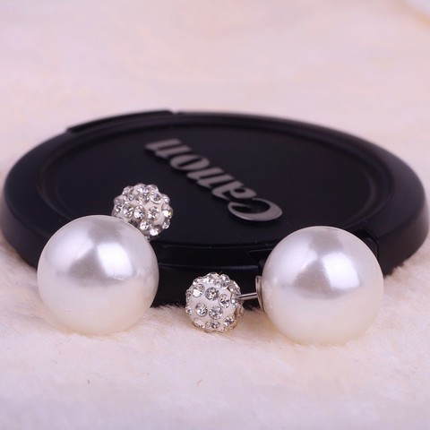 Fashion Ear Jewelry Double Side Star Models Imitation Simulated Pearl Ball Earrings Silver-color Stud Earring for Women ► Photo 1/5