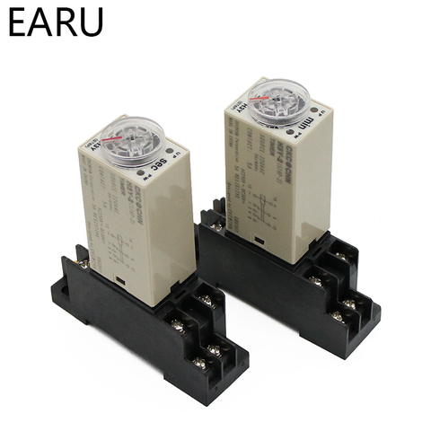 1pcs H3Y-2 AC 220V Delay Timer Time Relay Switch 0 - 30 Minute/Seconds Adjustable 5A With Base Socket Rotary Knob DPDT ► Photo 1/6