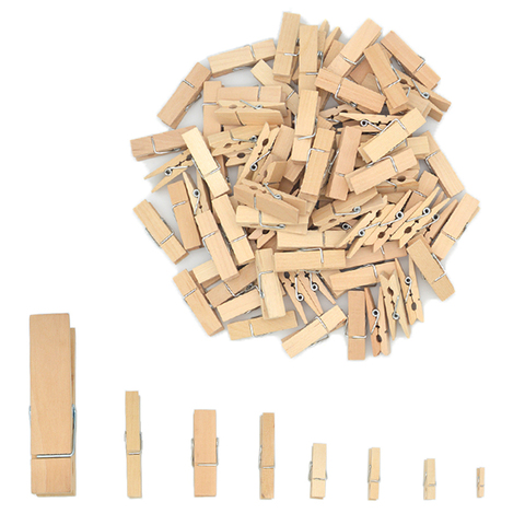 1/20/30/50 PCS Different sizes 25mm/35mm/44mm/150mm Natural Wooden Clips For Photo Memo Office Clothespin Craft Decoration  Pegs ► Photo 1/6