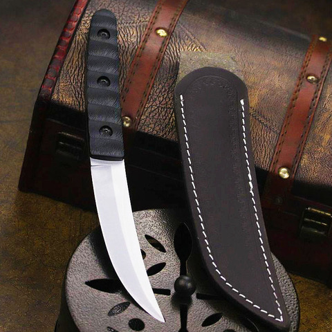 Dehong Black and white sharp knife wilderness survival tactics straight knife high hardness defensive sharp knife to carry ► Photo 1/6