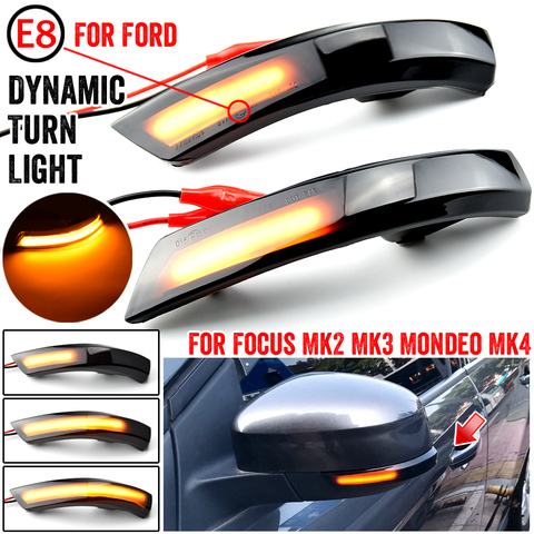 2pcs Dynamic Turn Signal Light LED Side Wing Rearview Mirror Indicator Blinker Light For Ford Focus 2 3 Mk2 Mk3 Mondeo Mk4 ► Photo 1/6