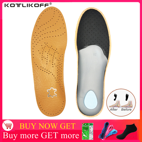 Leather Orthotic Insole For Shoes Flat Feet Arch Support Orthopedic Shoes Sole Insoles For Men And Women's shoes Pads ► Photo 1/6
