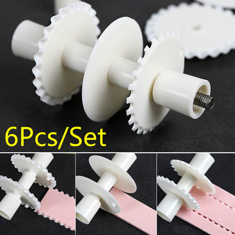 6Pcs/Set Flower Border Fondant Ribbon Roller Cutters Cake Cutter Lace Cake Decoration Mold Embosser DIY Dough Cutting Tool ► Photo 1/6