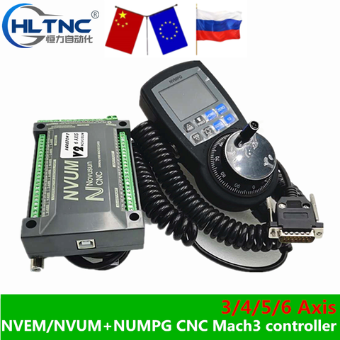 CNC Mach3 Set NVUM USB/NVEM  Breakout Board + NVMPG Mach3 Handwheel With LCD Display 6 Axis MPG For DIY CNC Router NEWCARVE ► Photo 1/6