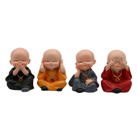 Set of 4 Monks Figurine, Hear No Evil See No Evil Speak No Evil Do No Evil Statue, Car Home Desk Shelf Decor Collectible Art ► Photo 1/6