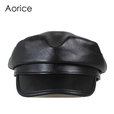 Aorice Winter Genuine Leather Men Baseball Cap Hat CBD High Quality Men's Real Sheep Skin Leather Adult Solid Hats Caps HL151-B ► Photo 1/4