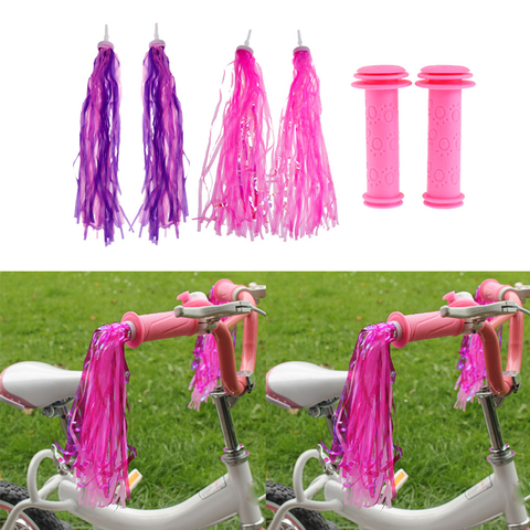 1 Pair Bike Handlebar Grips + 2 Pairs Bicycle Handle Bar Streamers for Road Mountain Boys and Girls Kids Bikes Scooter Cycling ► Photo 1/6