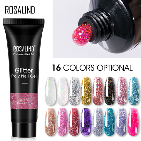 ROSALIND Glitter Poly Nail Gel Extension 15ml Gel Polish All For Manicure Poly Builder Gel Semi Permanent Soak Off Nail Art ► Photo 1/6