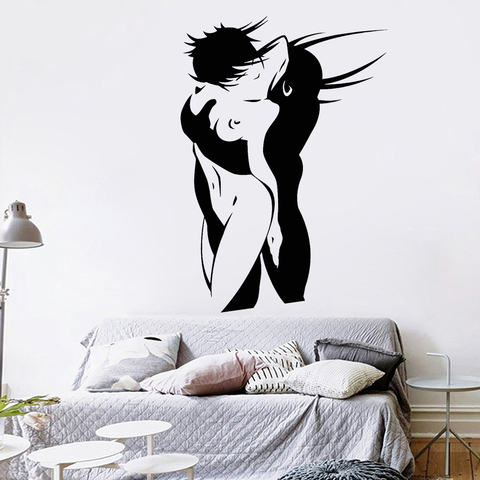 Hug men and women Wall Decal Loving Couple Beautiful Love Wall Decals Bedroom Interior Decor Mural Vinyl sexy Stickers C055 ► Photo 1/3