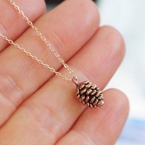 Unisex simple pine cone plant specimen pendant necklace fashion jewelry ► Photo 1/5
