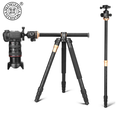 QZSD Q999H Portable Alluminium Alloy Camera Tripod Video Monopod Professional Extendable Travel Horizonal Tripod ball head ► Photo 1/6