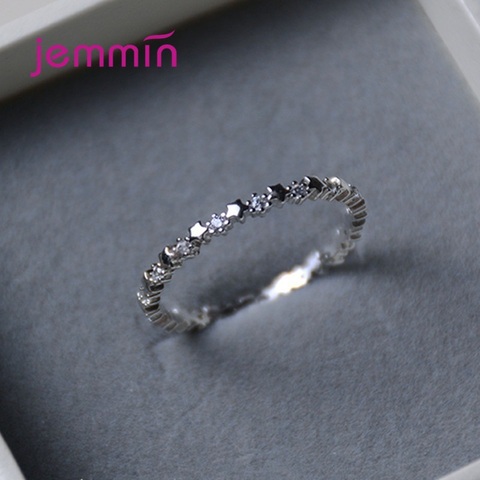 100% Real 925 Sterling Silver Vintage Stars Clear CZ Stackable Finger Ring For Women Girl Charm Fashion Fine Jewelry Bijoux ► Photo 1/5