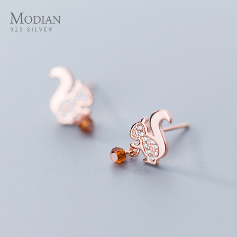 Modian 100% 925 Sterling Silver Original Design Rose Gold Color Cute Squirrel Stud Earrings for Women Fashion Bijoux Brincos ► Photo 1/5