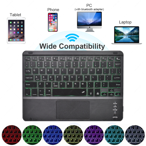 Backlit TouchPad Keyboard for iPad Tablet Phone Android IOS Windows TrackPad Bluetooth Keyboard Russian Spanish Letters Sticker ► Photo 1/6