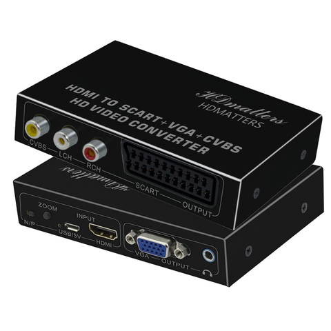 HDMI To Scart Converter AV signal adapter converter  HD Receiver For Old TV with power supply support hdmi 1080p ► Photo 1/6