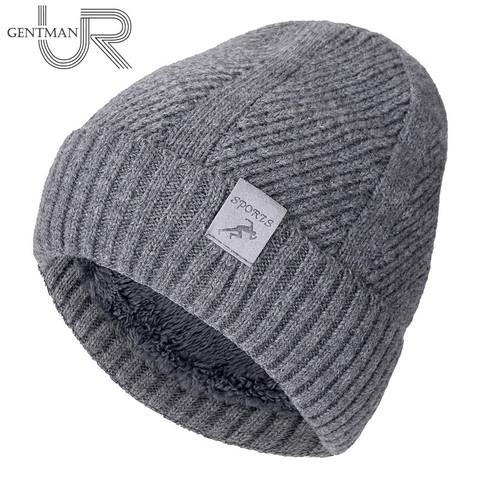 New Sports Label Winter Hats For Men Twist Design Fashion Warm Ski Beanie High Quality Wool And Cotton Blend Relaxed Knitted Hat ► Photo 1/6