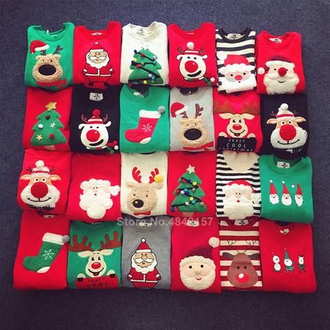 2022 New Year Christmas Family Sweater Pajamas Santa Claus Elk Xmas Warm Winter Hoodies Sweatshirt Parent-child Matching Clothes ► Photo 1/6