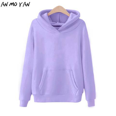 Autumn Purple Warm Women's Sweatshirt Fashion Solid Color Winter Fleece Pullover Tops Hoodie ► Photo 1/6