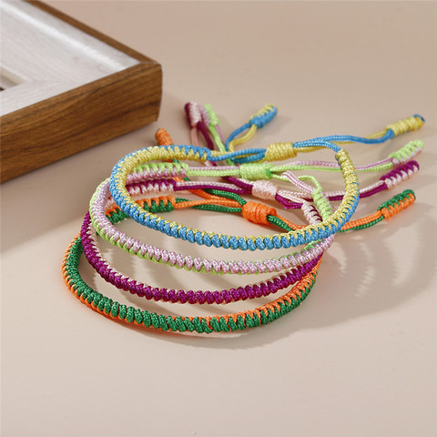 35 Colors Tibetan Buddhist Braided Rope Knot Bracelet Charm Handmade Lucky Weave Thread Bangles For Women Men Fashion Jewelry ► Photo 1/6