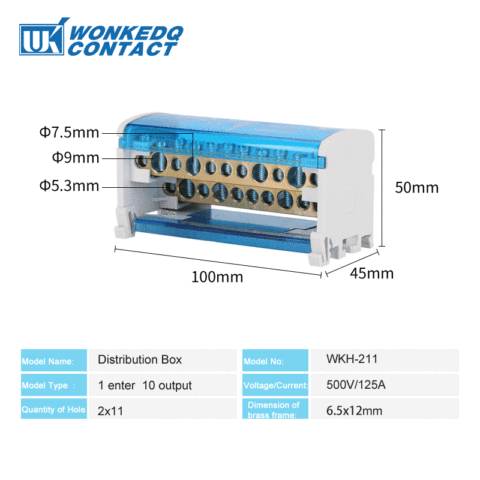 WKH211 Din Rail Terminal Blocks  Modular Screw Connection Power Distribution Block Box Universal Electric Wire Junction Box ► Photo 1/6