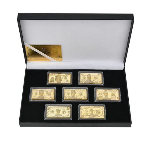 WR 7pcs/lot US Dollars Challenge Gold Bar with Coin Holder America Collectables Coin Bullion Set Souvenirs Gifts Dropshipping ► Photo 1/6