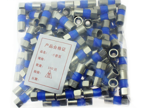 50 pcs  Blue Universal Waterproof 75-5 Rg6 Snap & Seal Outdoor Coax Compression F Connector ► Photo 1/3