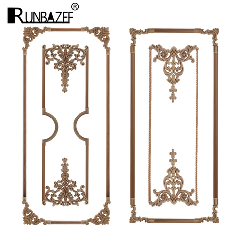 Door On The Wall Woodcarving Wood Decal Carving Lines Wood Applique Wood Rose Rubber Home Decoration Accessories Cabinet Hot Sal ► Photo 1/6
