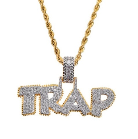 Ice Out Chain Necklace Trap Design Letter Pendant Personality Trend Fashion Hip Hop Necklace ► Photo 1/6