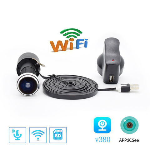 ICSEE V380 Door Eye Hole Security 1080P 1.78mm Wide Angle FishEye CCTV Network Mini Peephole Camera WifI IP P2P TF Card Onvif ► Photo 1/6