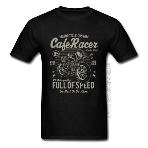 Cafe Racer Full of Speed Vintage Motorcycle T Shirt Retro Motorbike Racer Auto Game New Tshirts Rider Biker Cool Tshirt Oversize ► Photo 1/6