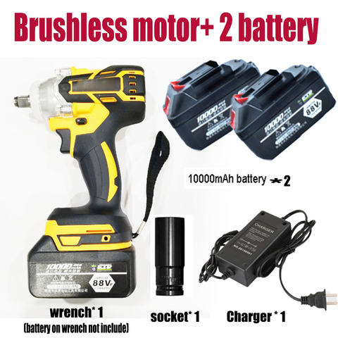 Upgraded 520NM 88V 10000mAh Rechargeable Brushless Cordless Electric Impact Wrench 3 in 1 with 2 Li-ion Battery Power Tools ► Photo 1/6
