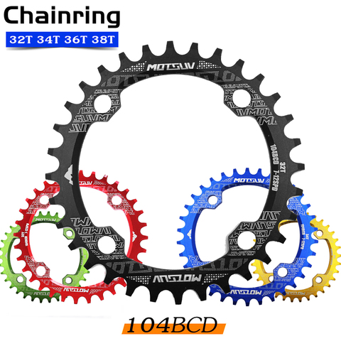 Chainring  Bicycle 104BCD Crank 32T/34T/36T/38T Chainwheel Round Cycle Chainwheel l 7075-T6 MTB Bike Circle Crankset Plate Parts ► Photo 1/6