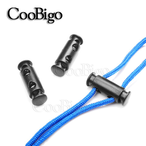 Elastic Rope Clamp Clip Cord Lock Stopper Symmetrical 2 Holes For 3mm Dia. Strings Or Cord Paracord Bag Parts Hardware #FLS109 ► Photo 1/4