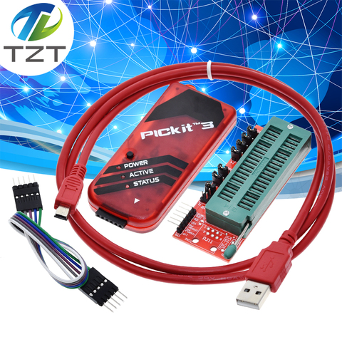 TZT PICKIT3 PIC KIT3 PICKIT 3 Programmer Offline Programming PIC Microcontroller Chip Monopoly+PIC Programmer adapter seat ► Photo 1/6