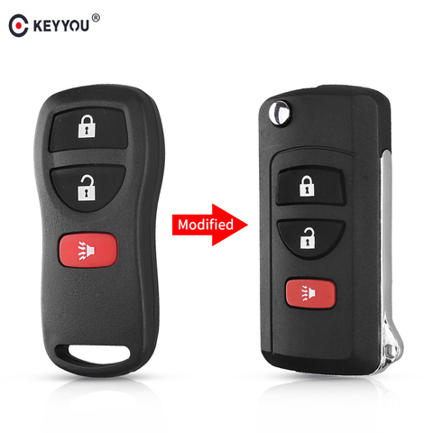 KEYYOU Modified Flip Folding Remote Car Key Shell Case For NISSAN Pathfinder Titan Versa Maxima Frontier Xterra Murano INFINITI ► Photo 1/6