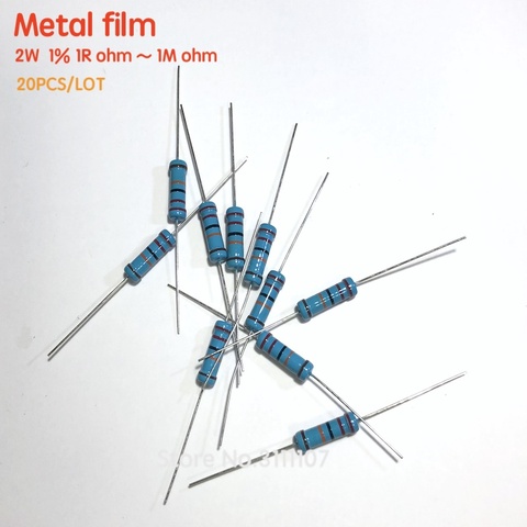 20PCS/LOT 2W Metal film resistor 10R ~ 1M 1% 100R 220R 330R 1K 2.2K 3.3K 4.7K 6.8K 10K 20K 47K 100 220 470 680 2K2 3K3 4K7 ohm ► Photo 1/2