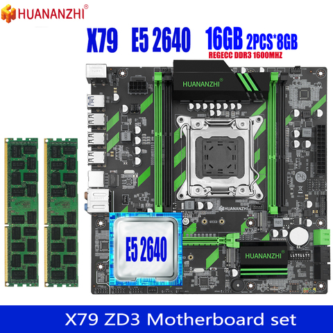 HUANANZHI X79 ZD3 motherboard with Xeon E5 2640 2x8GB=16GB 1600MHz 12800R DDR3 ECC REG memory motherboard set ► Photo 1/6