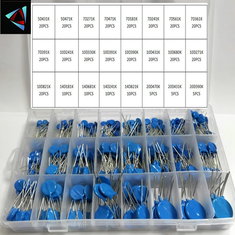 395pcs/lot 24values 5D431K~20D390K Commonly resistors 10D set Varistor Resistor Pack assorted kit BOX ► Photo 1/1