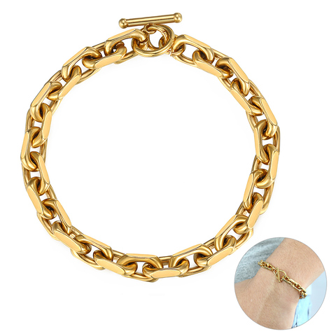 9mm Stainless Steel Cable Link Chain Bracelets for Men Gold silver Color TO Clasp Wholesale Fashion Jewelry KB249 ► Photo 1/6