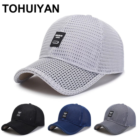 Top Level Summer Baseball Hat For Men Breathable Mesh Trucker Cap Fashion Curved Visor Casquette Homme Casual Women Sun Caps ► Photo 1/6