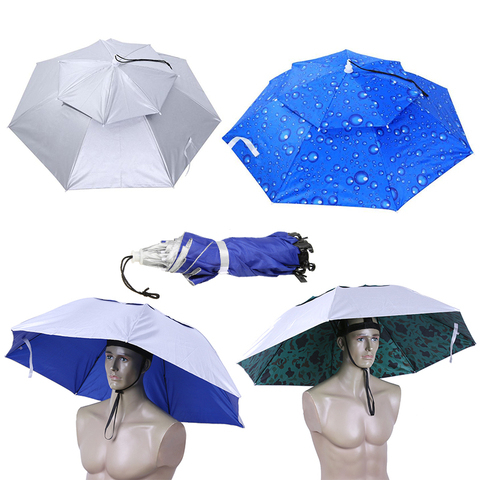 Foldable Head Umbrella Hat Anti-Rain Anti-UV Outdoor Fishing Caps Portable Travel Hiking Beach Fishing Tackle pesca Rain Gear ► Photo 1/6