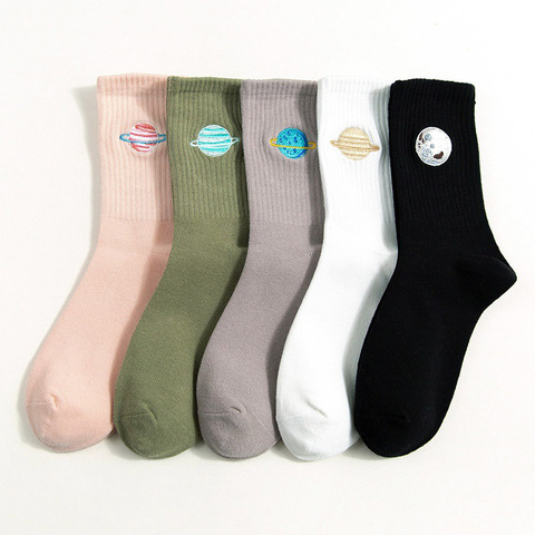 Long Socks Korean Women Style Autumn Cute Japanese Harajuku Woman Socks Kawaii Girls Socks Gifts Planet Magic Array Embroidery ► Photo 1/5