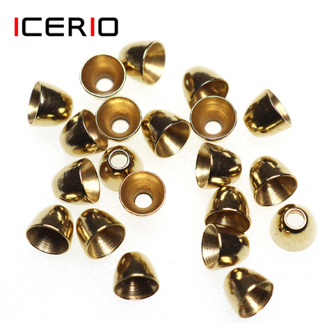 ICERIO 20PCS Brass Cone Heads for Tube Fly Streamers Minnows Saltwater Flies Tying Lure Material ► Photo 1/6