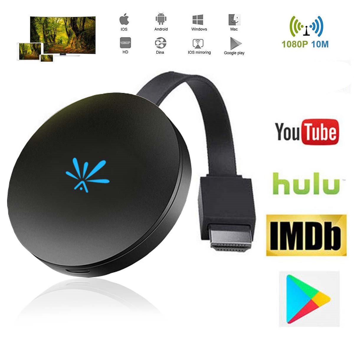 4K WiFi Display Dongle, G4 Plus 2.4G Wireless HDMI Adapter TV