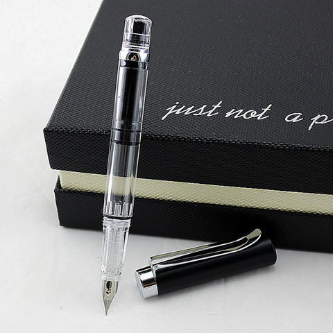 New Fountain Pen Transparent Piston 3008 Ink Pen Iridium 0.38/0.5mm Silver Clip Office Gift Ink Pen ► Photo 1/2