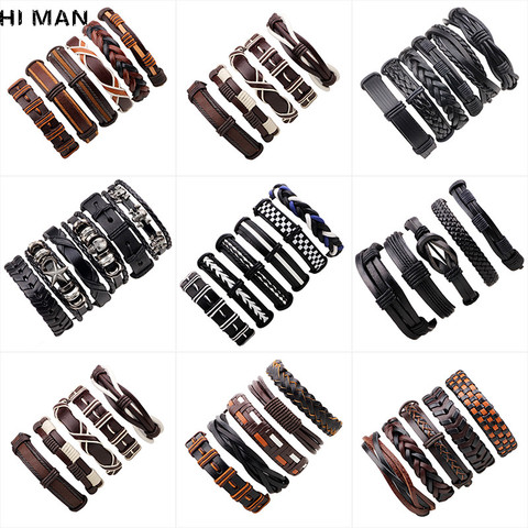 New Design Vintage Multi-layer Leather Bracelet Men Fashion Glamour Jewelry Wristband Armband Heren Friendship Gift Wholesale ► Photo 1/6